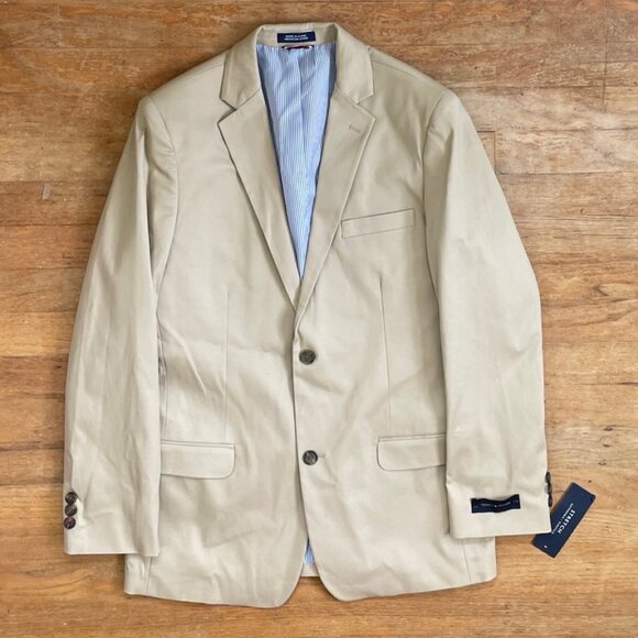 Tommy Hilfiger Blazer Boys Size 18 NWT Beige/Khaki Cotton Sport Coat Suit Jacket